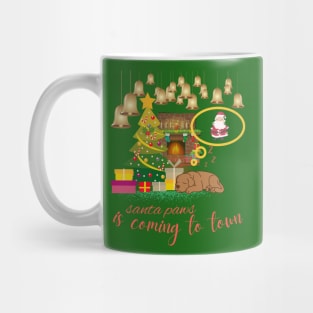 santa paws is coming to town cute dog christmas Mug